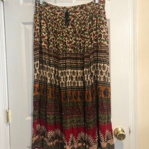 Aravon Multicolor Boho Tiered Maxi Skirt